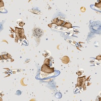 Cosmic Adventure Bears grey wallpaper