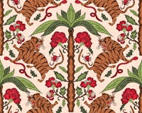 Tigers - Asian Inspired - Brown Red & Green behang