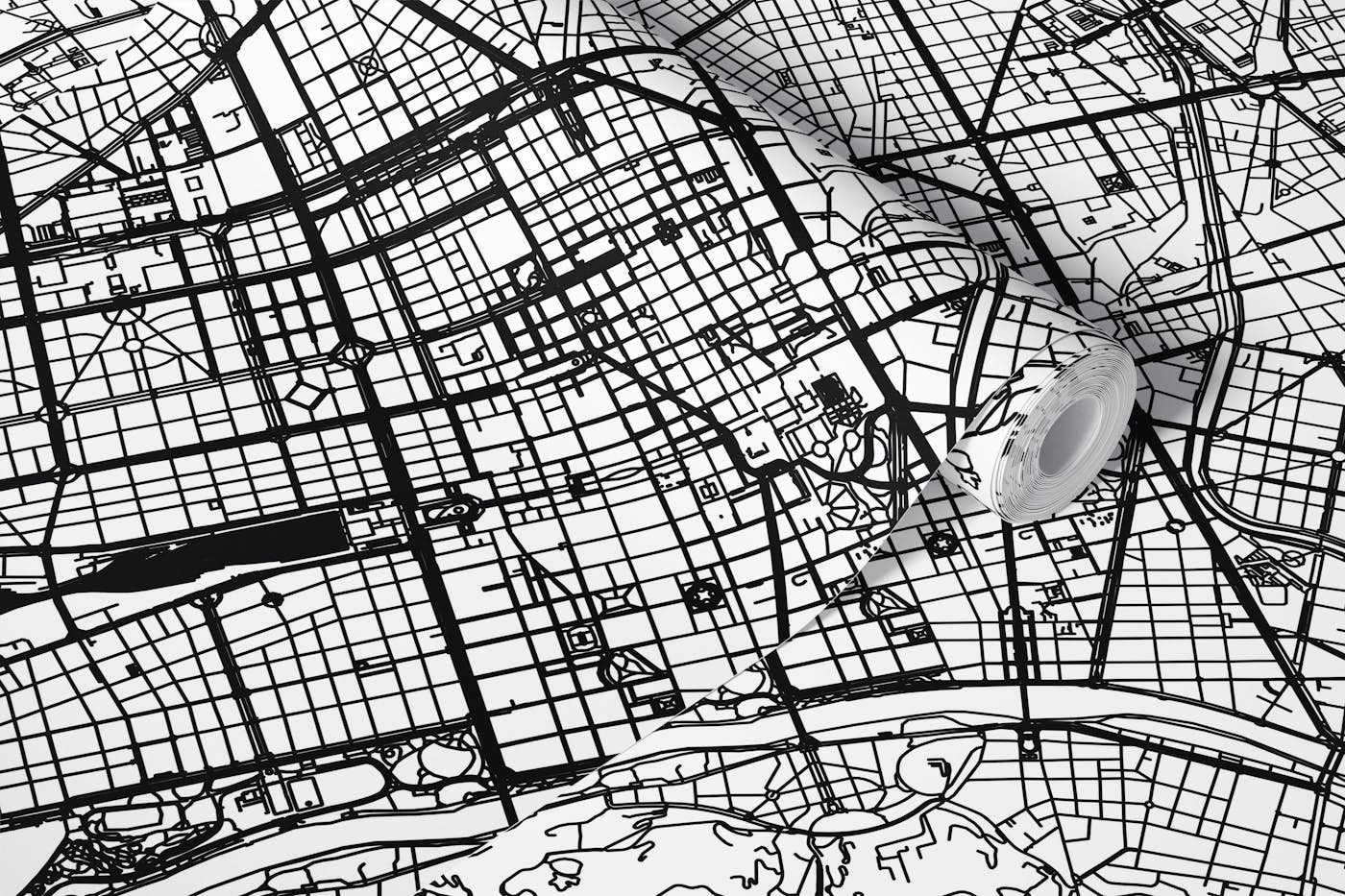 Turin Map wallpaper roll