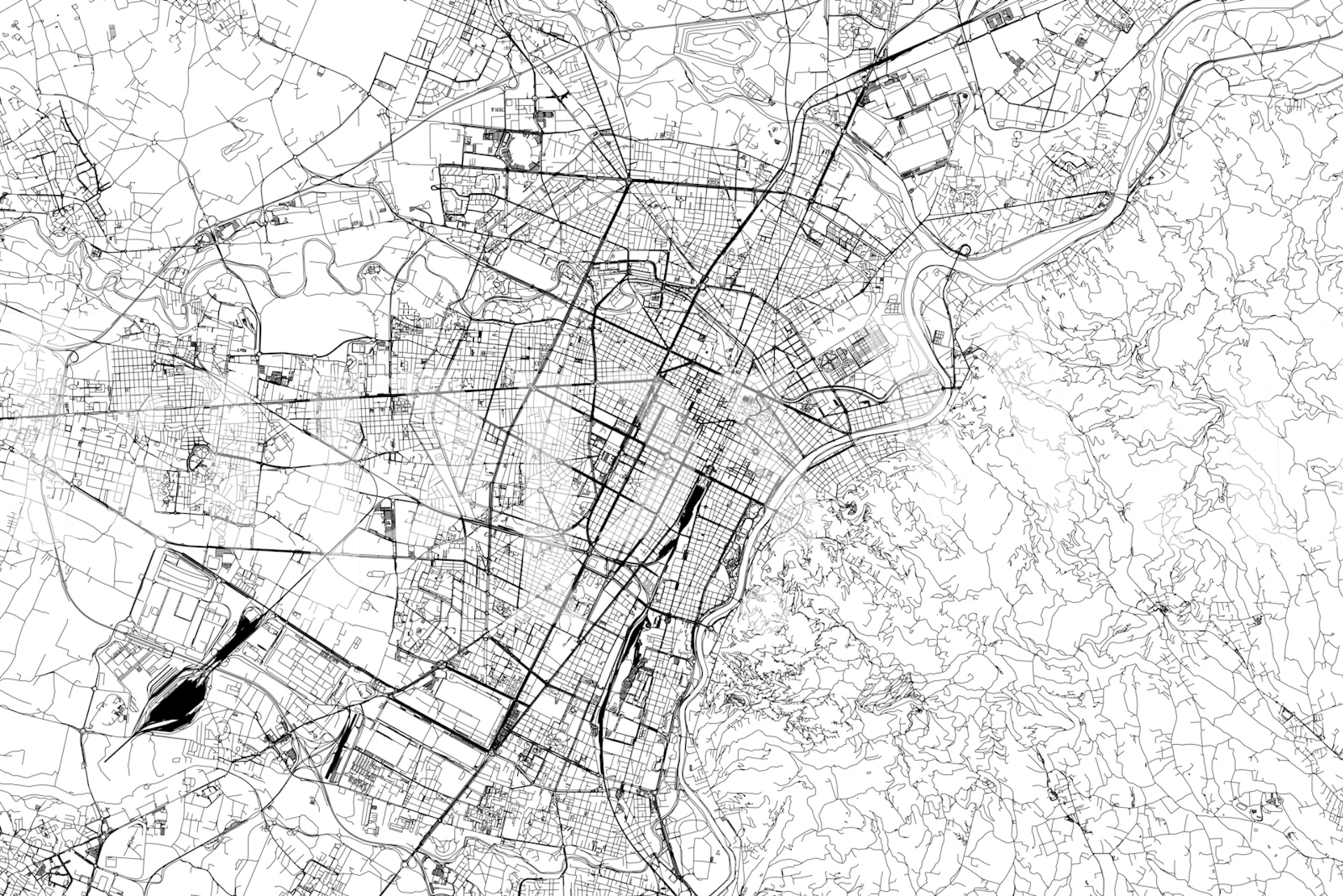 Turin Map wallpaper displayed in a room