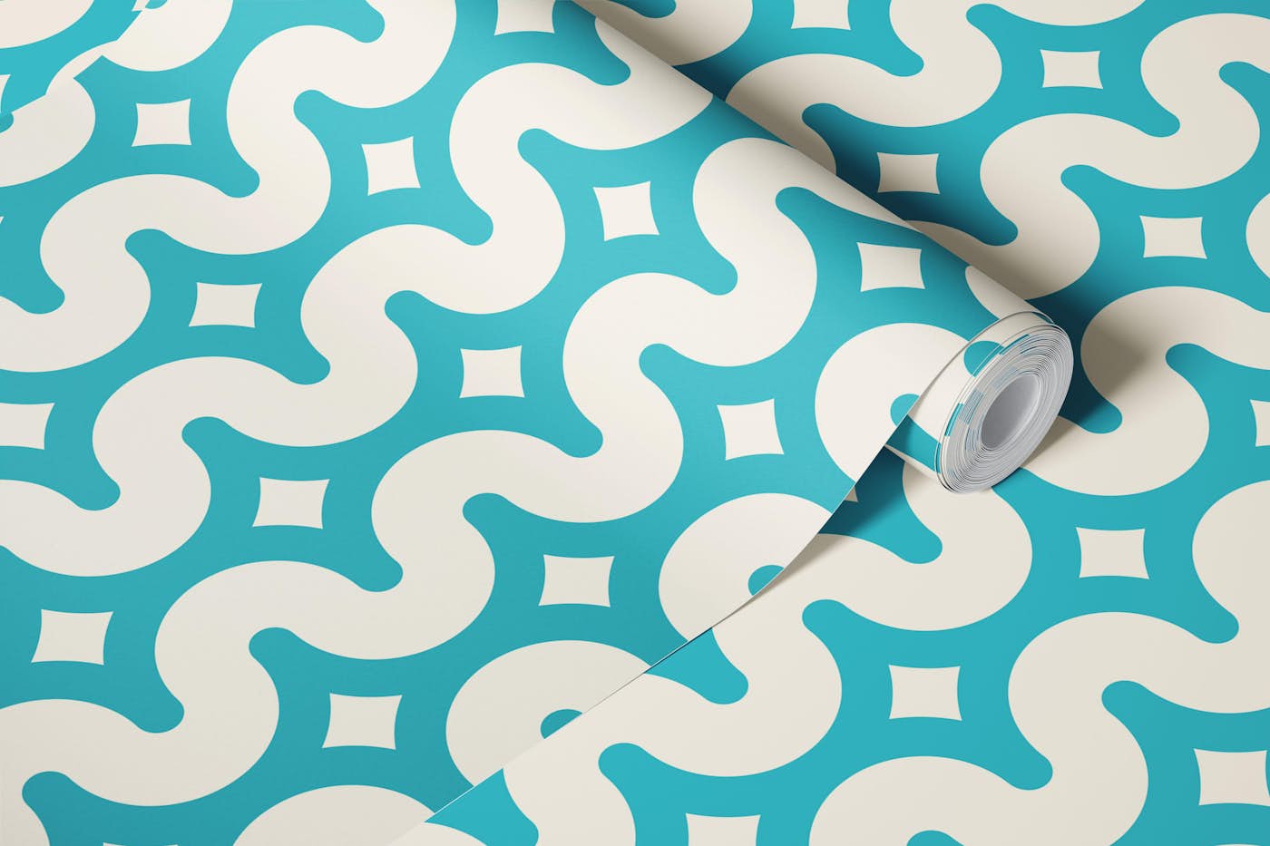 Wavy starry stripes light blue wallpaper roll