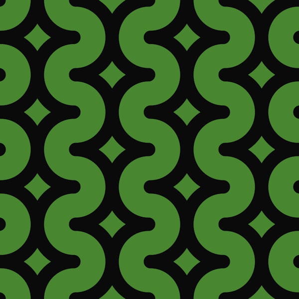 Wavy starry stripes dark green