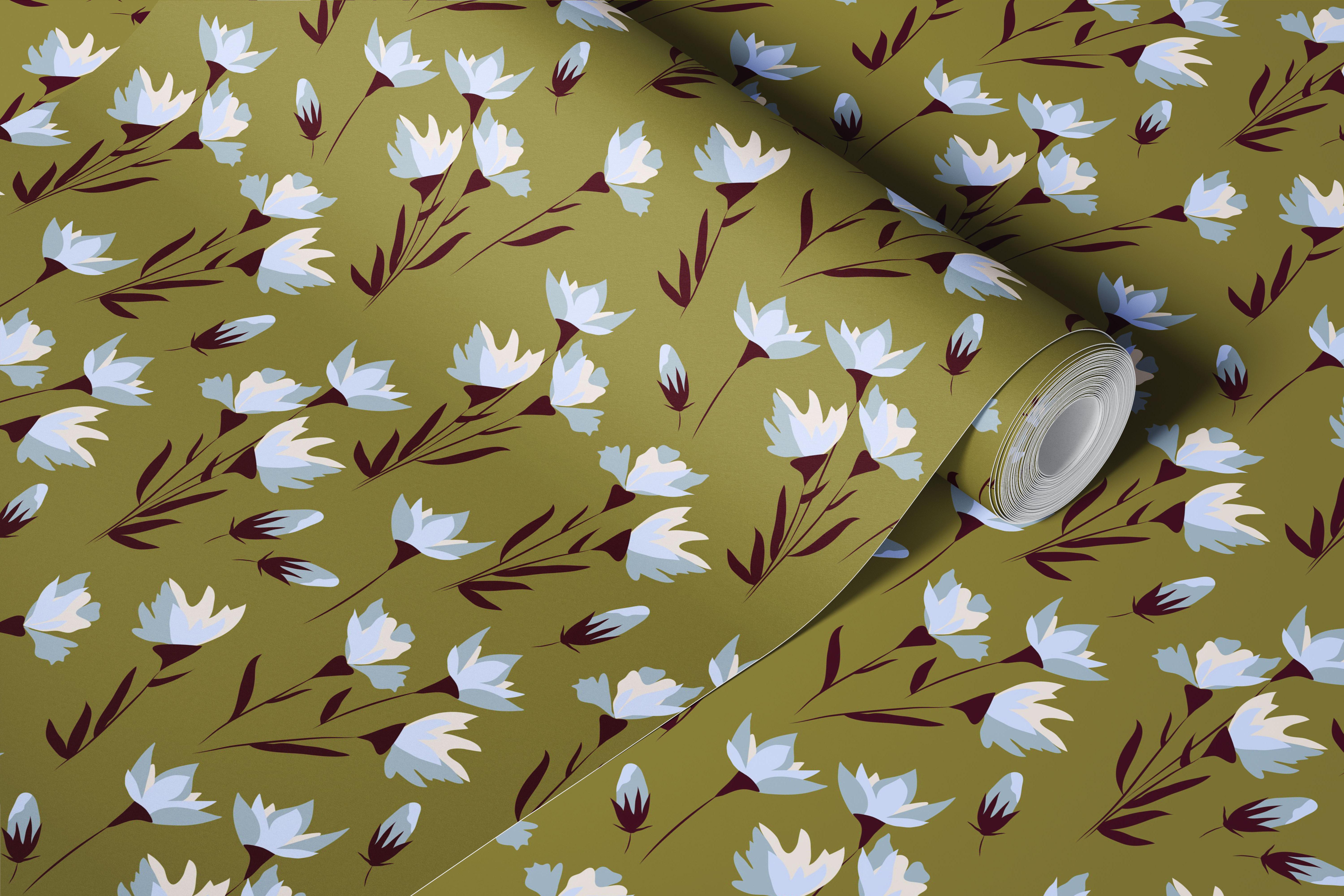 Olive Spring Bouquet blomsterdesign tapet