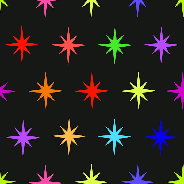 Colourful Star Burst on a Black Background