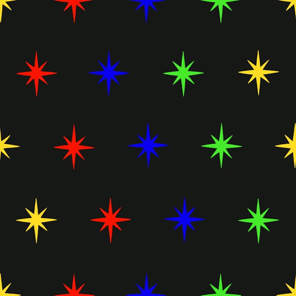 Colourful Rainbow Stars on a Black Background