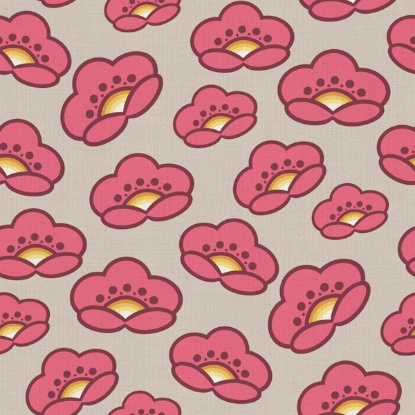 Chic Pink Cherry Blossoms on Taupe Backdrop