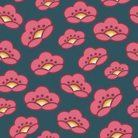 Pink Retro Cherry Blossoms on Teal tapete
