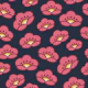 Pink Retro Cherry Blossom on Dark Blue