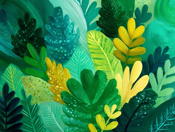 Emerald Leaves Canvas