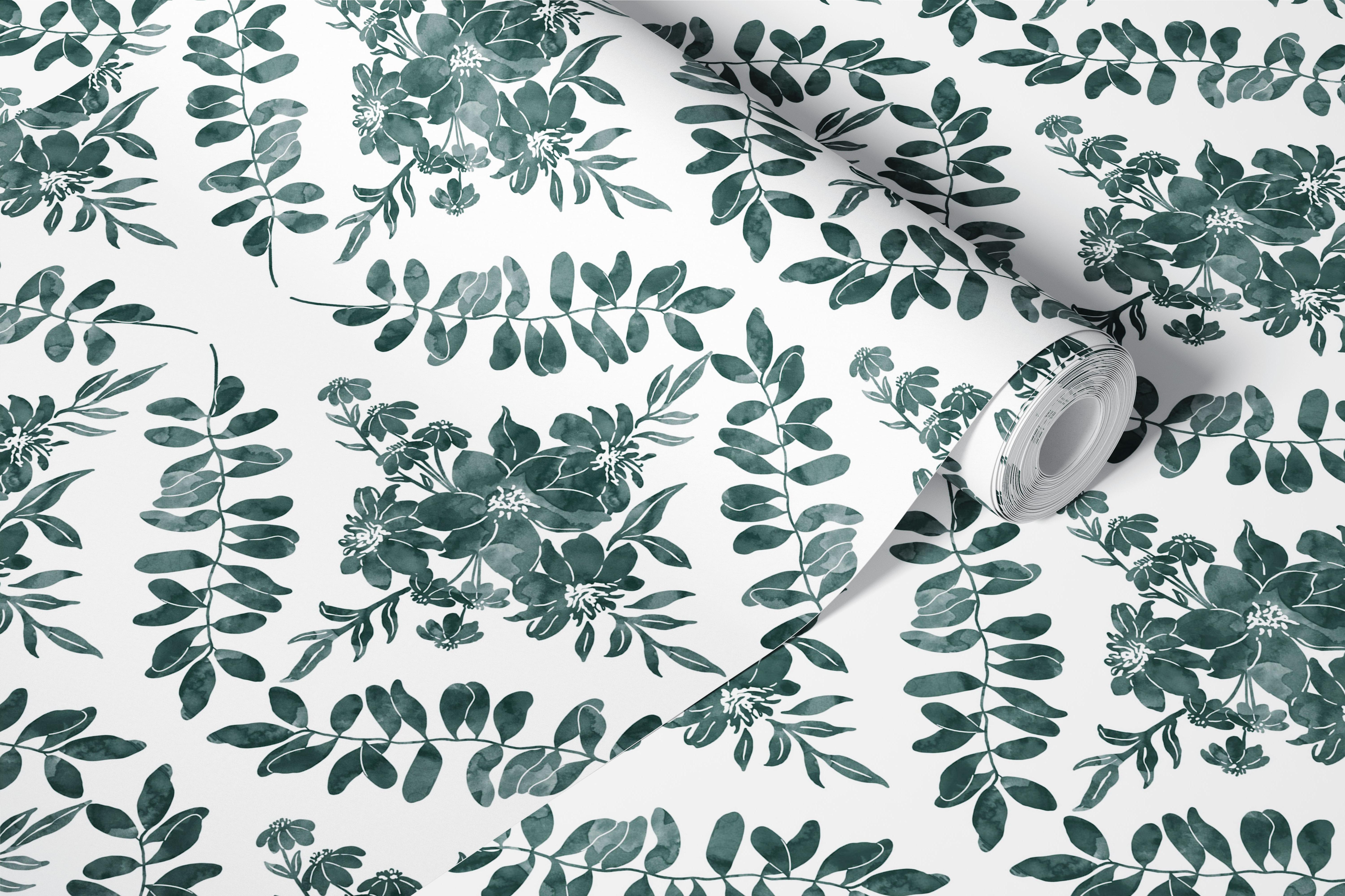 Greenery Delight behang in een kamerinstelling