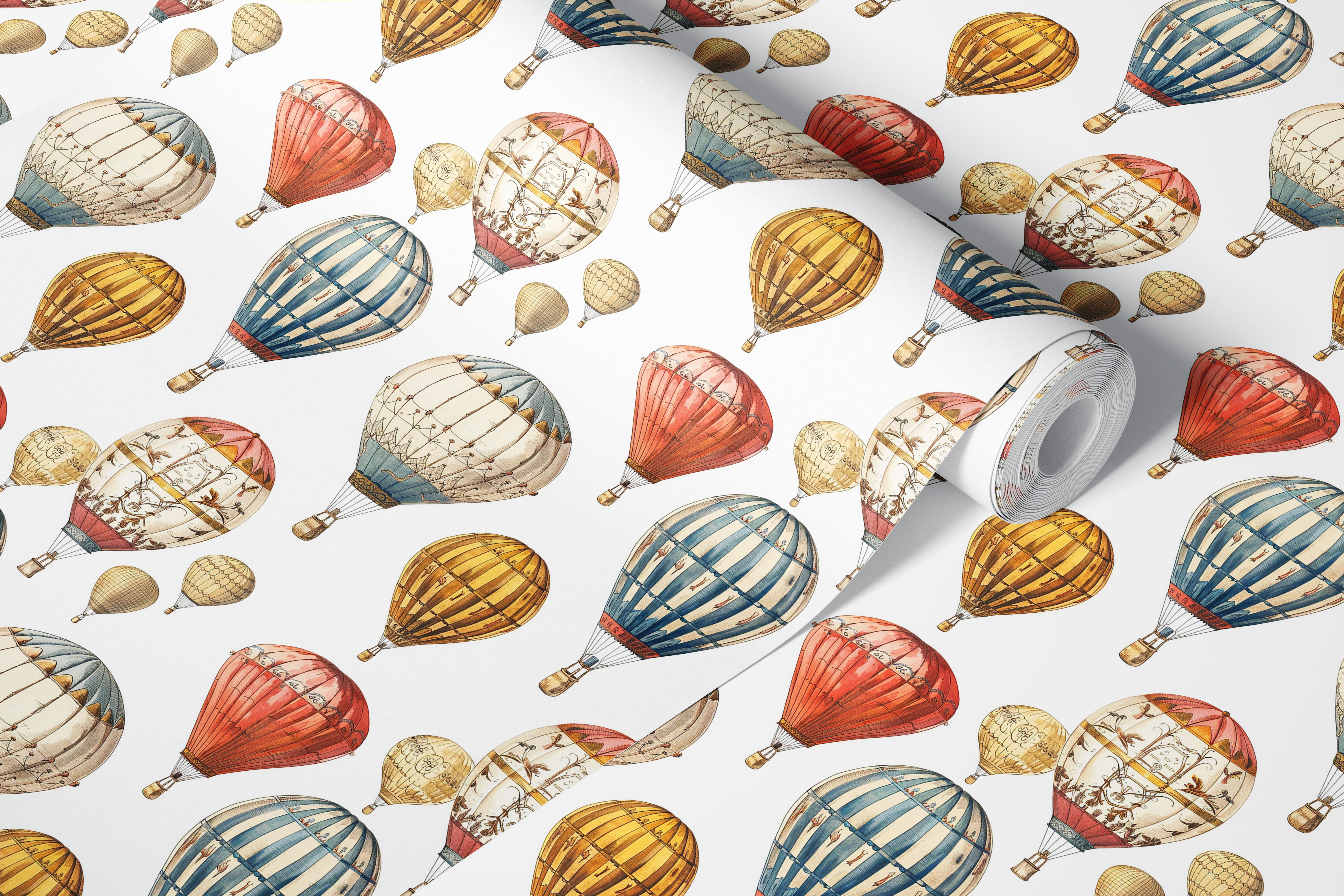 Design de papier peint Vintage Hot Air Balloon Adventure dans une pièce
