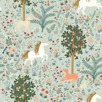 Unicorns garden - Light mint - Medium Large tapet