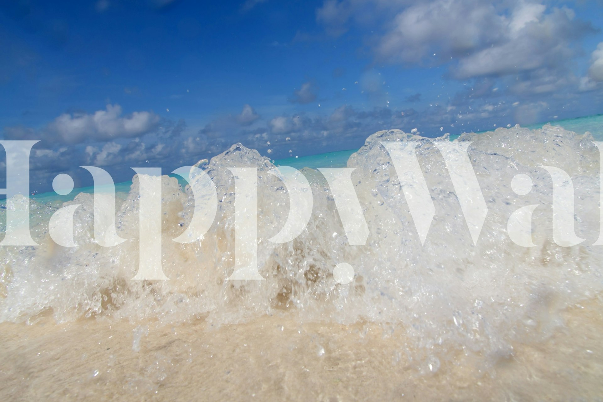 Caribbean Island Wave Love 2 wallpaper in a room
