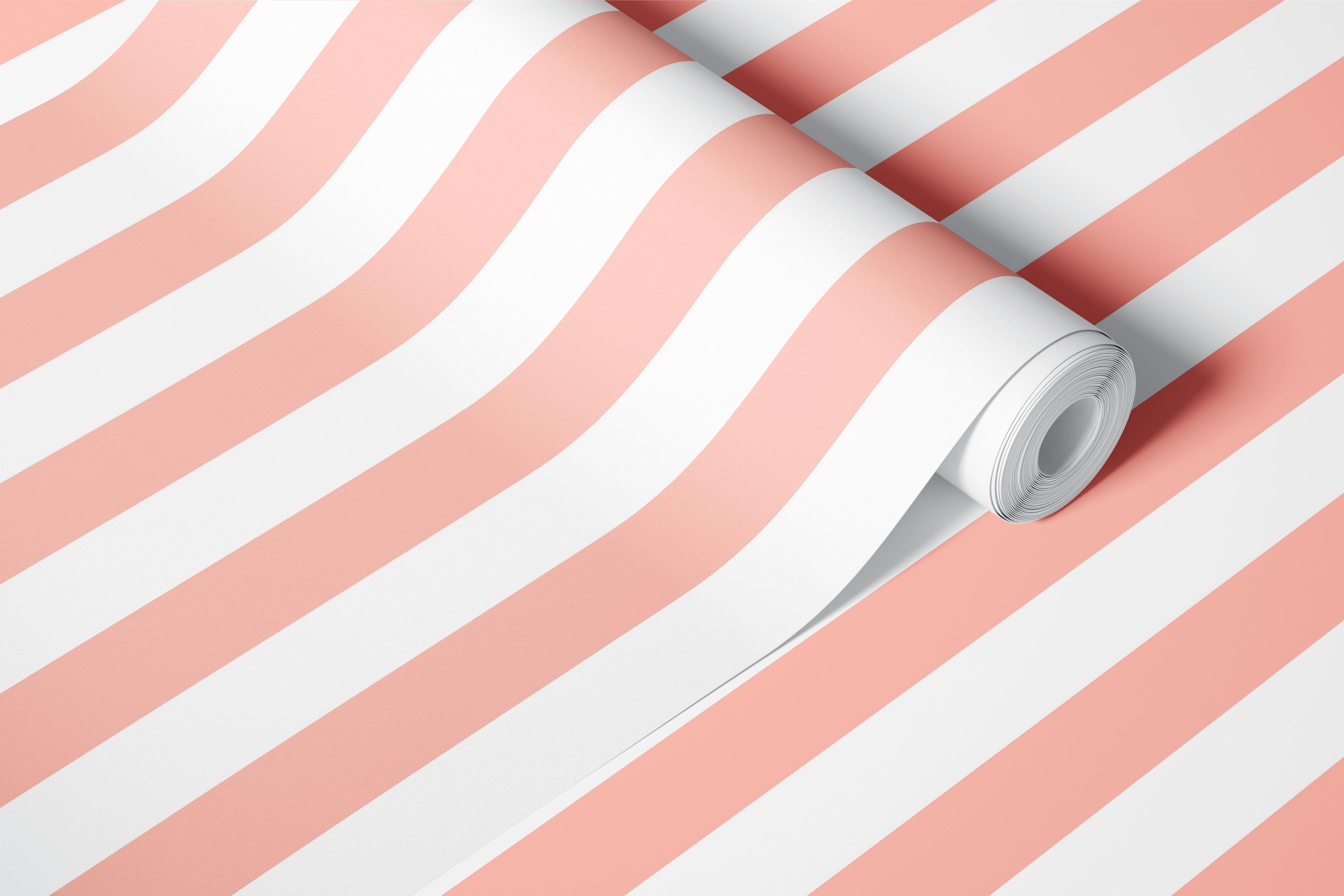 Coral and white striped wallpaper in modern style
