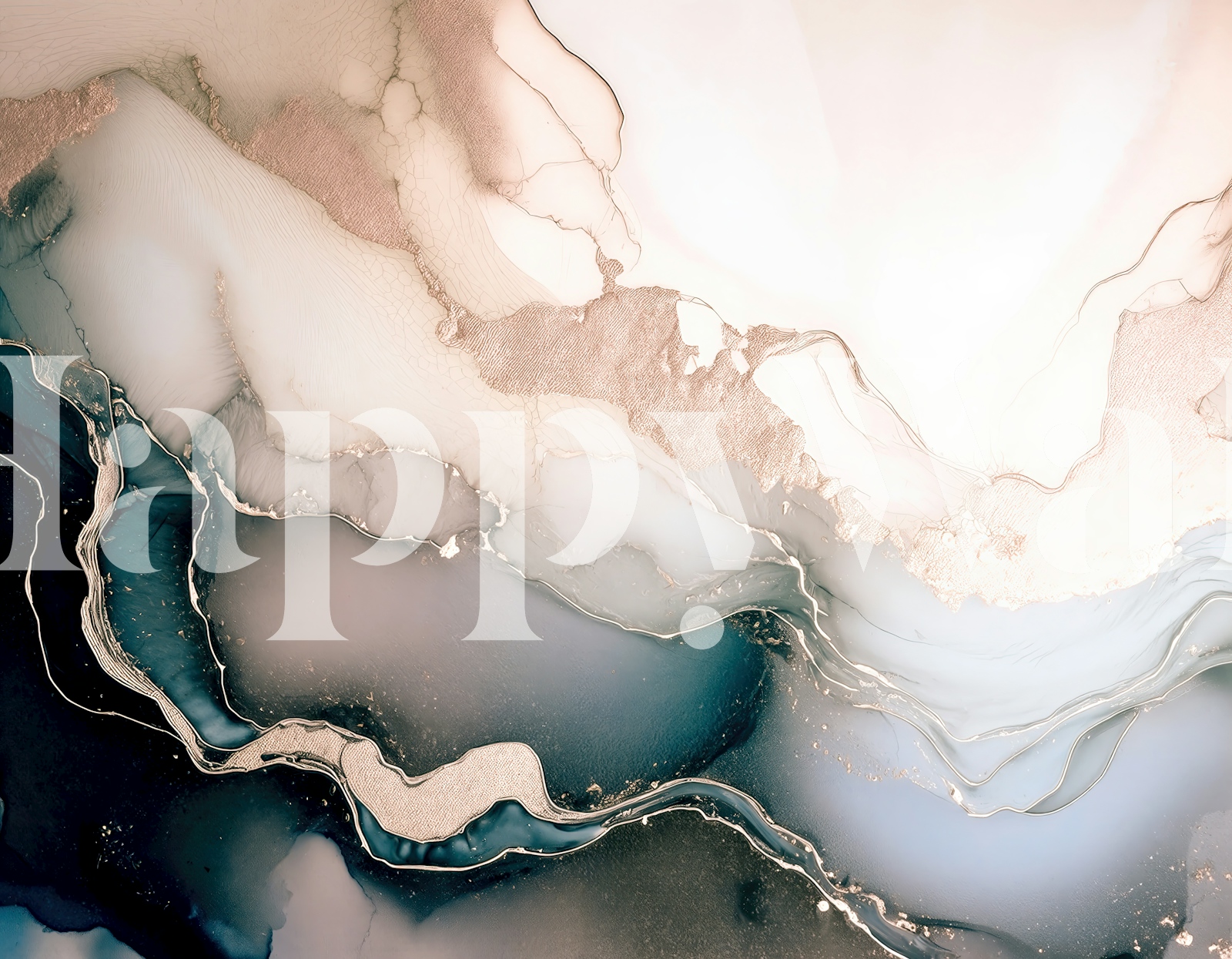 Papel pintado Serene Marble Flow en una habitación