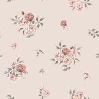 Softly Blooming Roses beige wallpaper