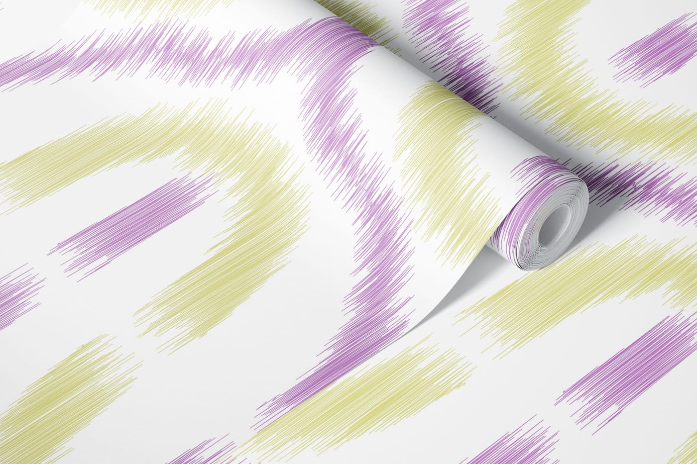 Ikat arches in yellow and pink wallpaper roll