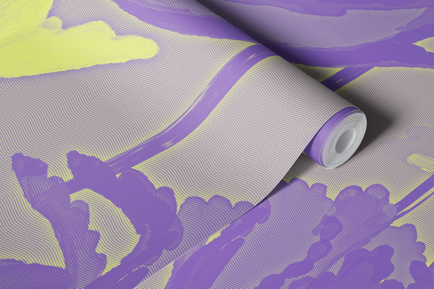 Textured Tulips in Purple and Yellow wallpaper roll