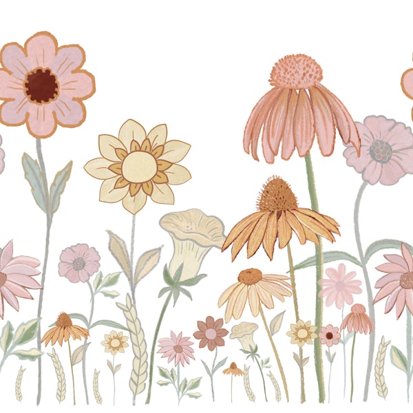 Spring watercolor flowers meadow