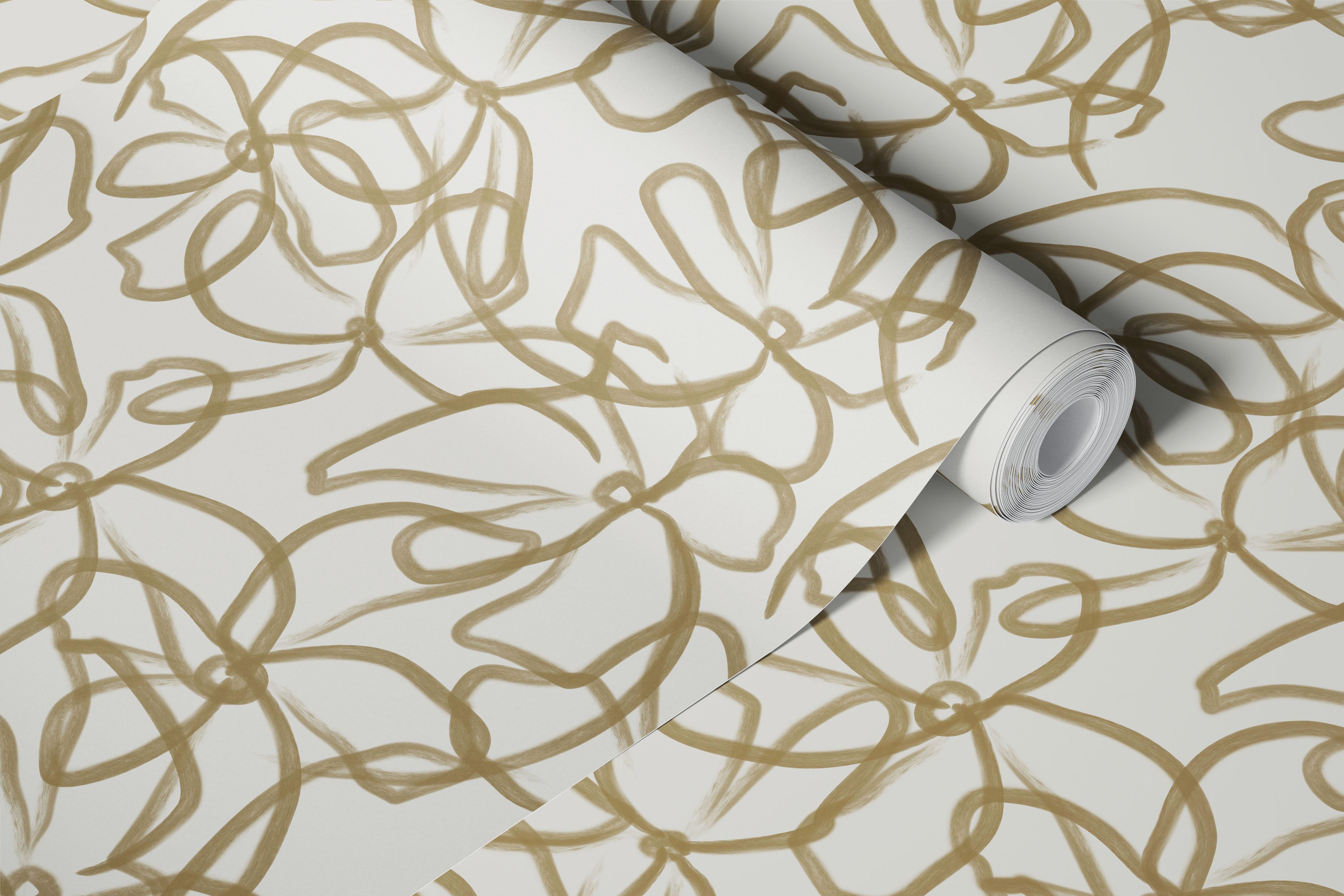 Abstract minimal gold flowers wallpaper design