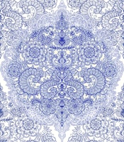 Victorian Art Nouveau Doodle in Blue wallpaper