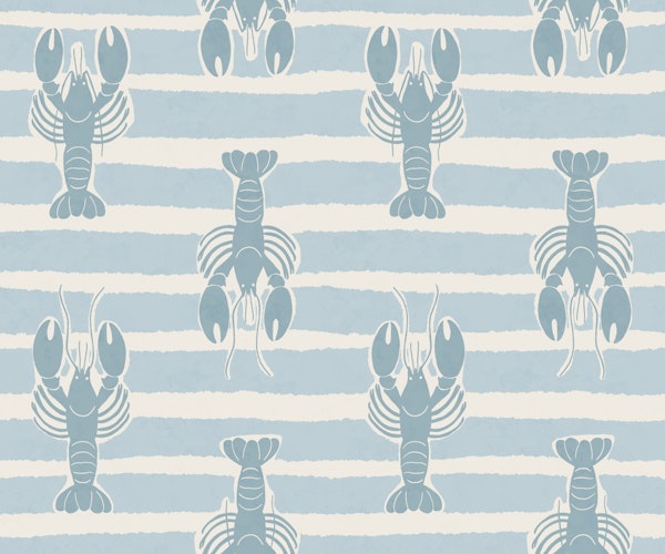 Nautical Lobster Stripe - Soft Grey Blue