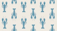 Fun Seaside Lobster Print - Blue and Cream tapete