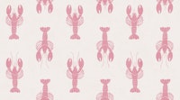 Fun Retro Lobster Print - Pink and Cream tapete