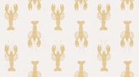 Fun Retro Lobster Print - Butter Yellow tapete