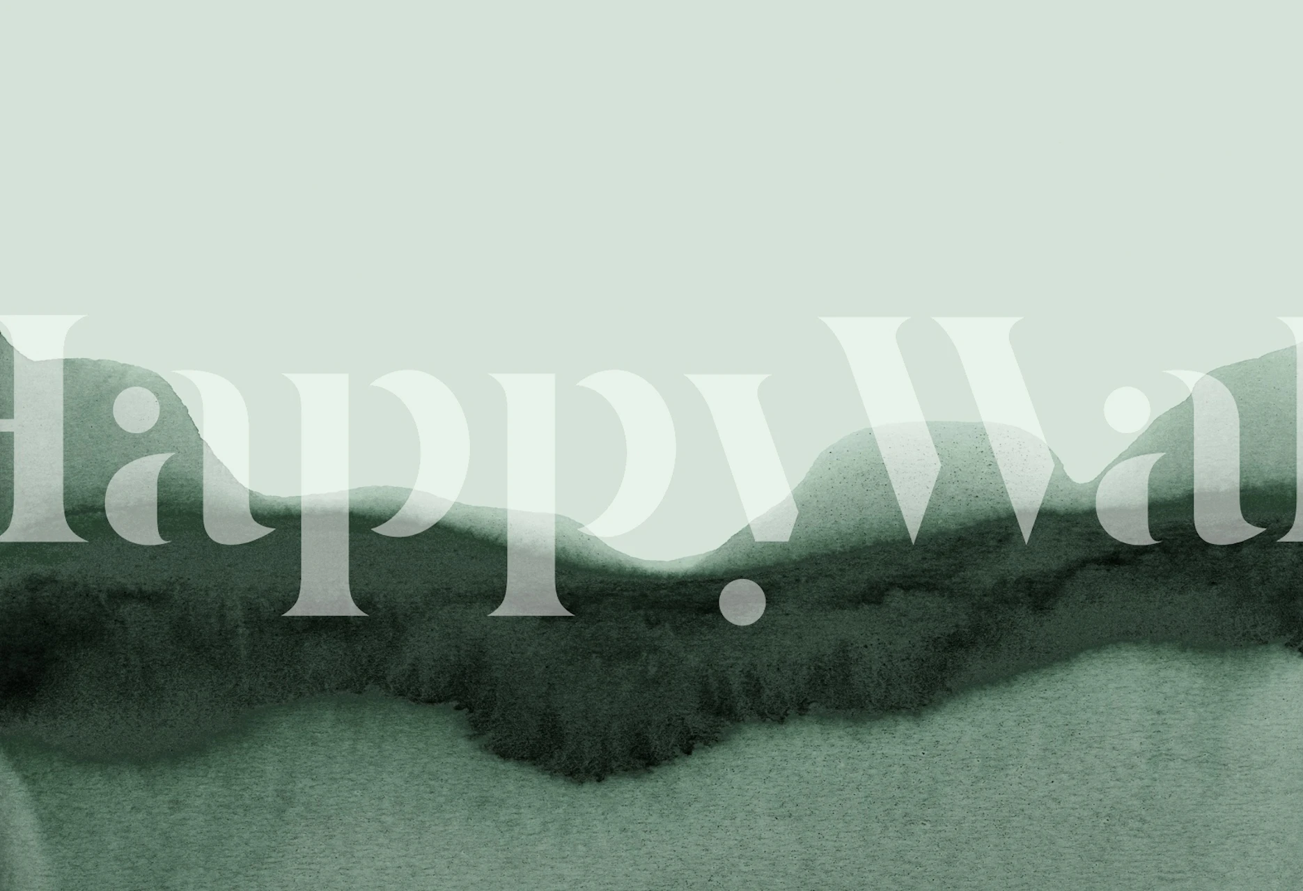 Serene green landscape wallpaper in a room