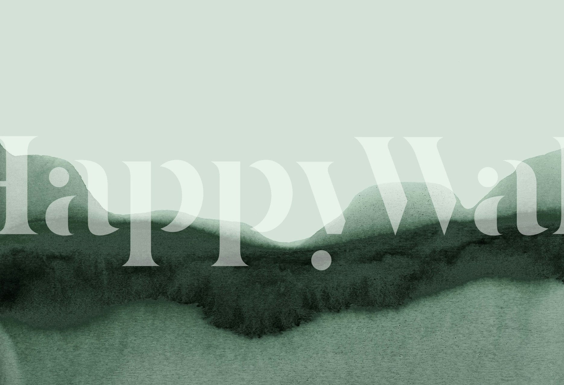 Serene green landscape wallpaper in a room