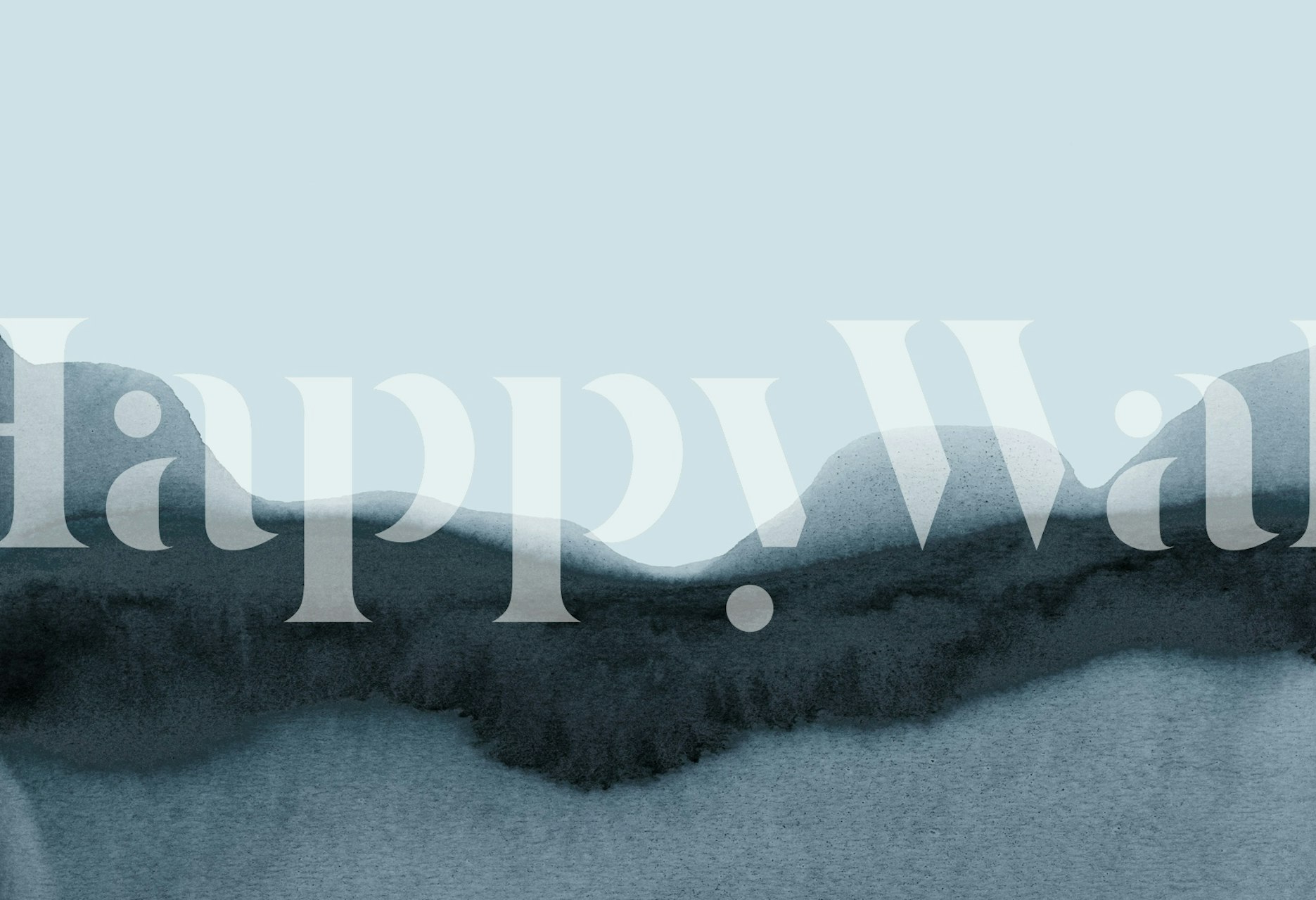 Watercolor mountains in blue and gray tones wallpaper