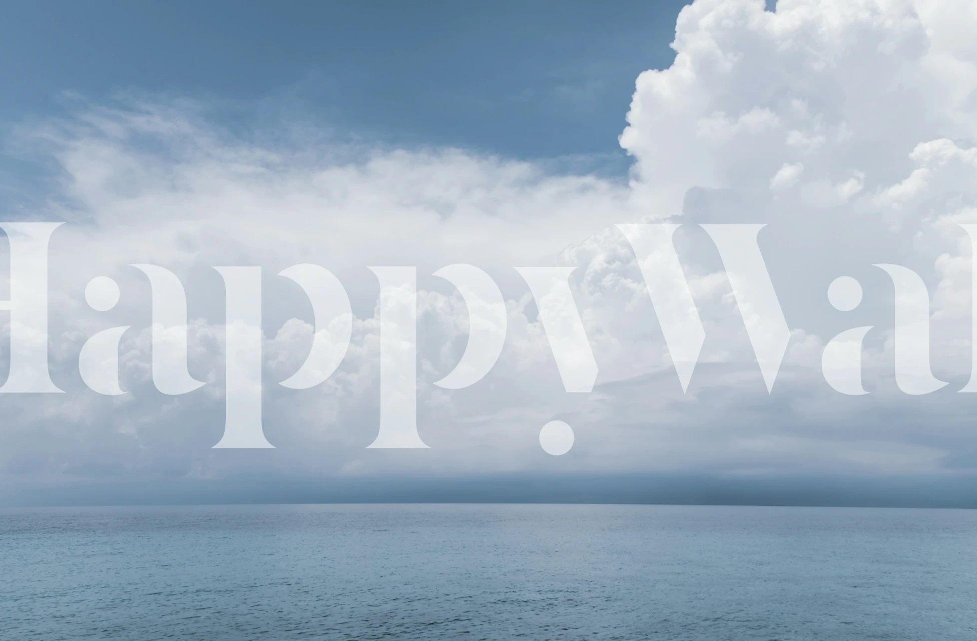 Ocean blue sky with white clouds wall mural