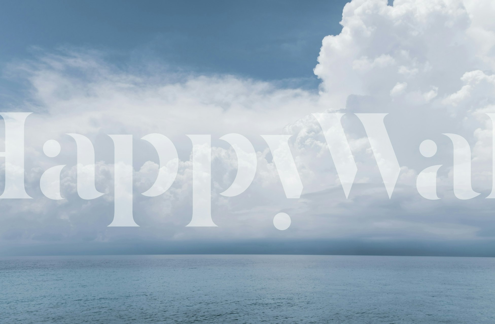 Ocean blue sky with white clouds wall mural