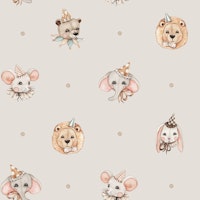 Party Animal Faces Delight grey wallpaper