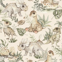 Baby Dinosaur World cream carta da parati