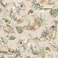 Baby Dinosaur World beige carta da parati