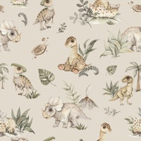 Baby Dino World beige big wallpaper