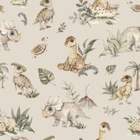 Baby Dino World beige small tapeta