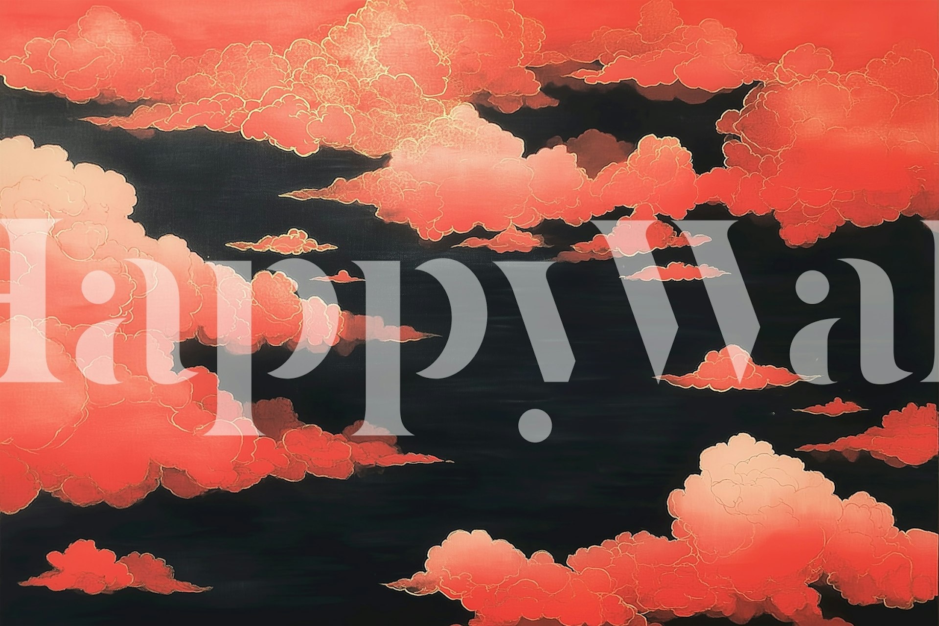 Crimson clouds in red and black wallpaper mural