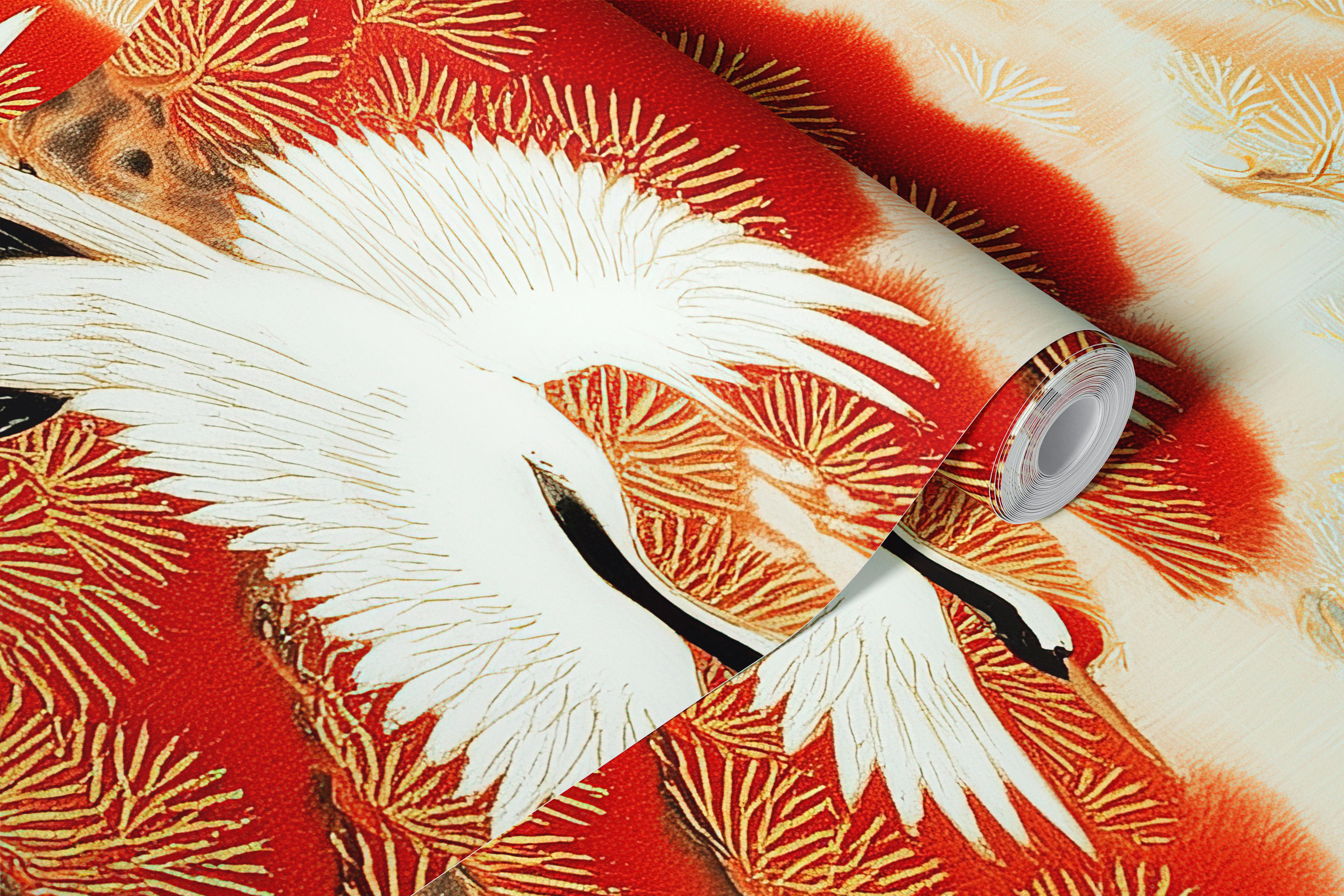 Autumn Cranes Serenity tapeta w pokoju