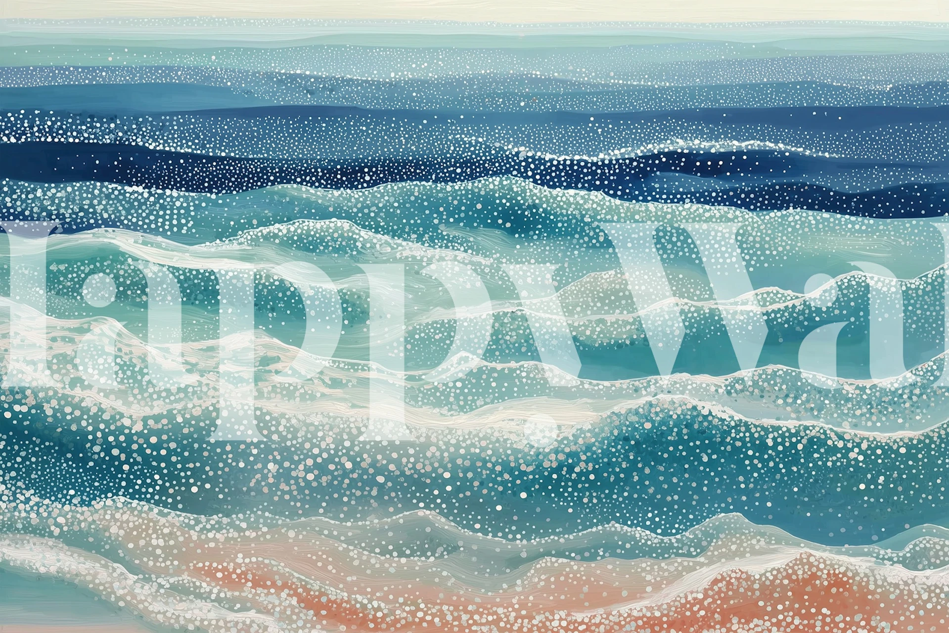 Ocean waves with shades of blue, white foam, abstract wallpaper