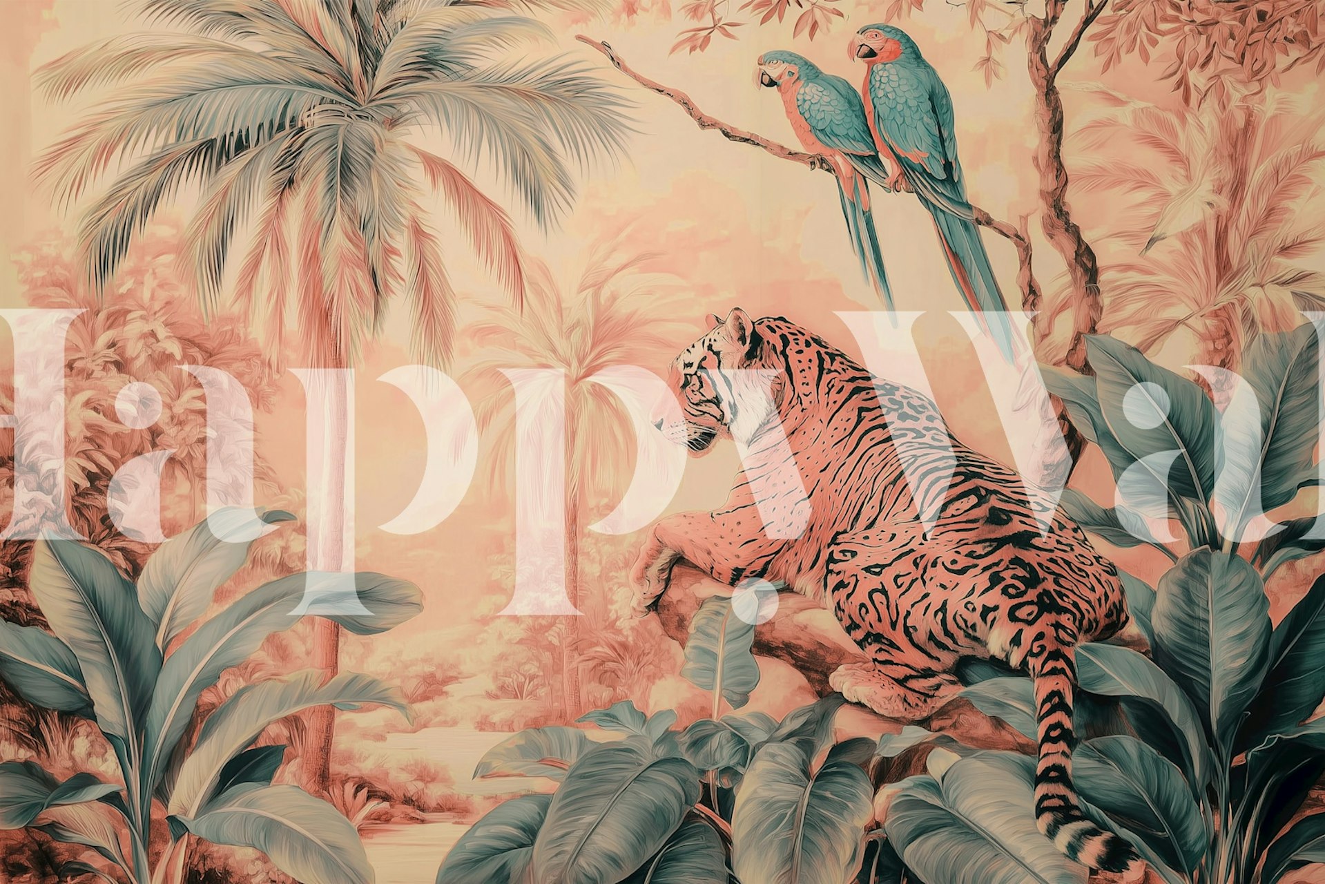 Ταπετσαρία Soft Jungle Serenity σε ένα δωμάτιο