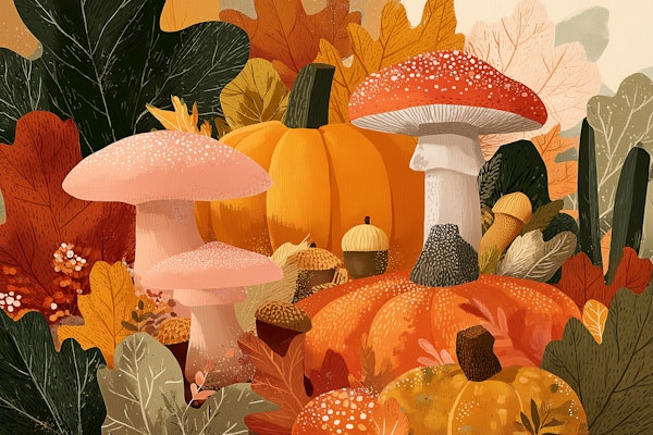 Pumpkin Forest Scene