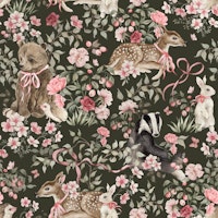 Pink Forest Animals - dark big papel de parede