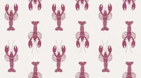 Fun Retro Lobster Print - Burgundy and Cream tapete