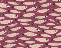 Sardines Swimming Vintage Fish - Burgundy wallpaper