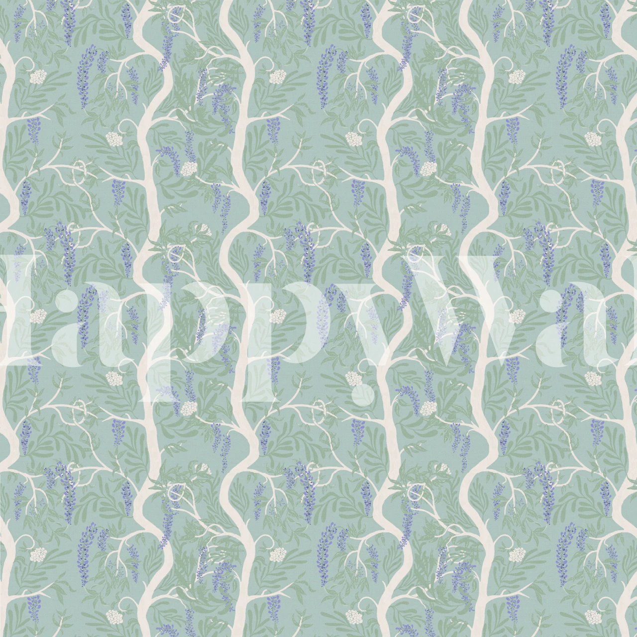 Pastel Wisteria tapet uppvisad i ett rum