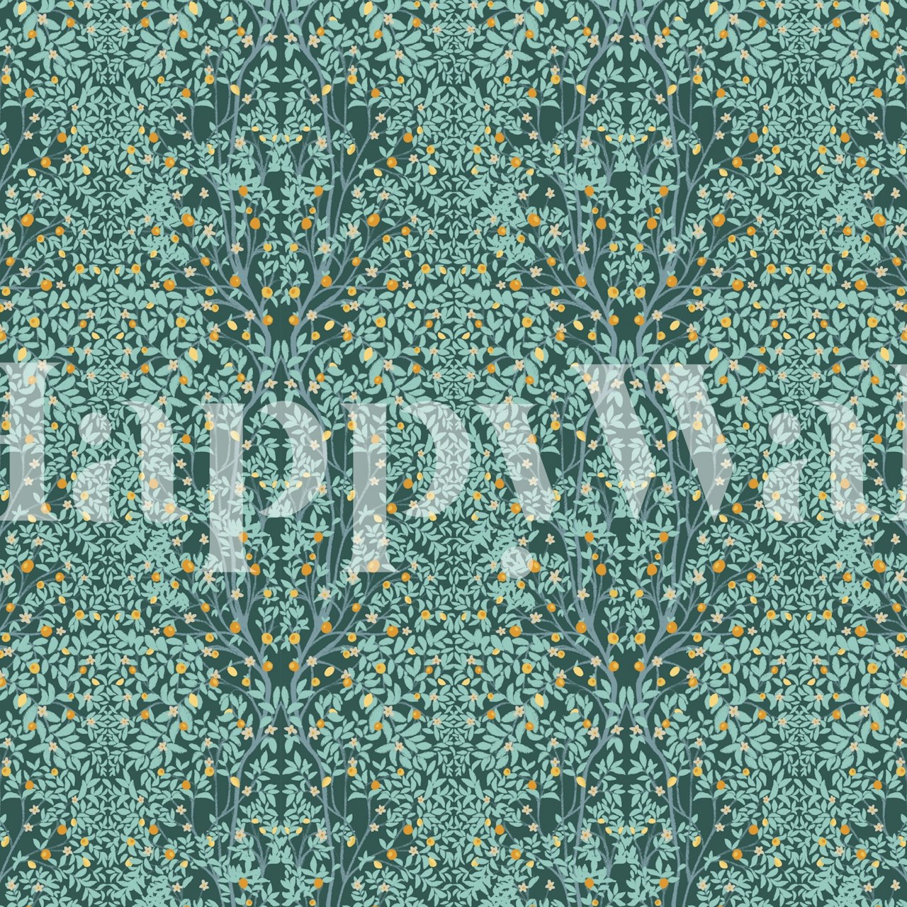 Berry Bush Dark Mural wallpaper in room