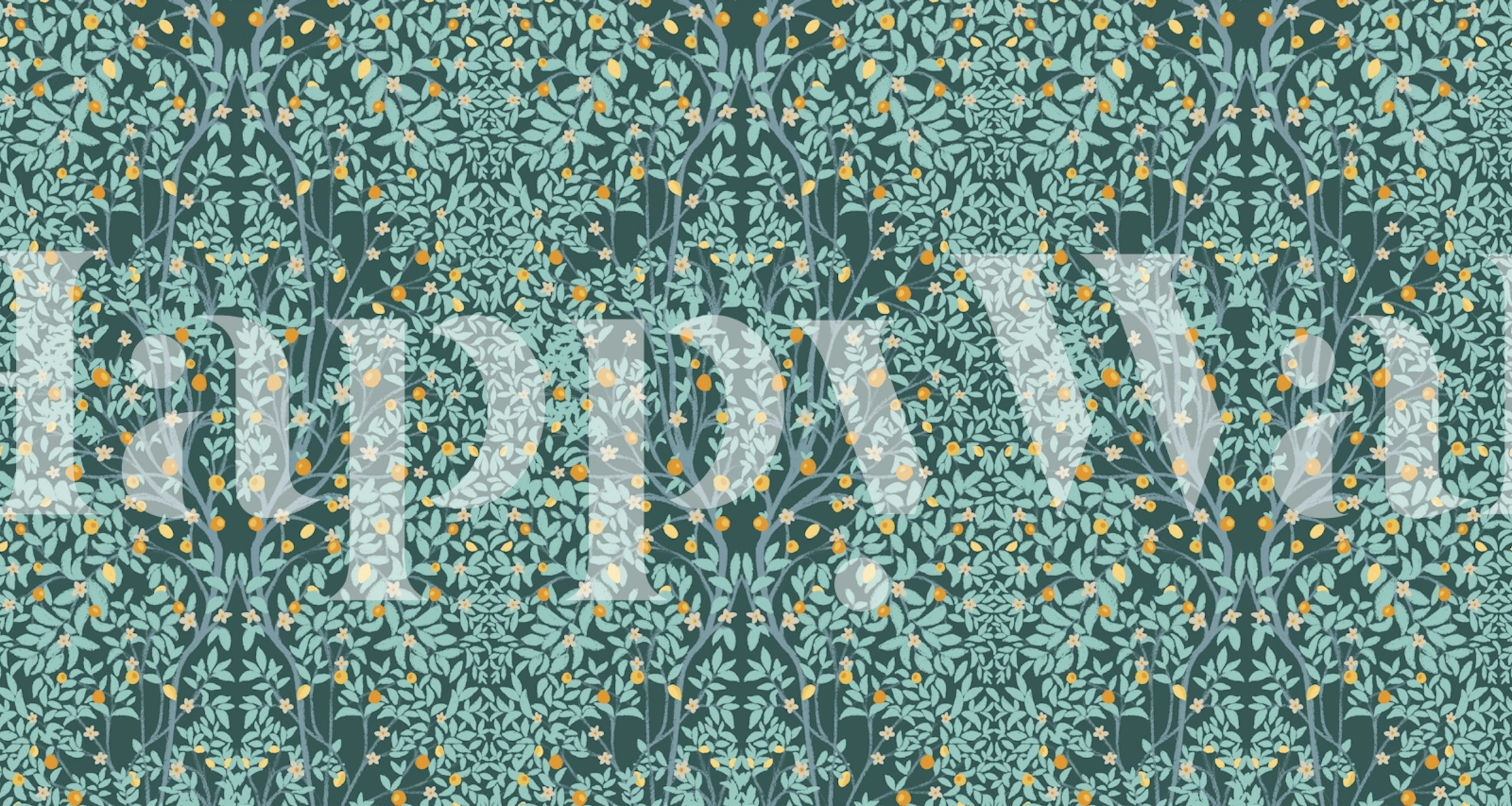 Berry Bush Dark Mural Tapete im Raum